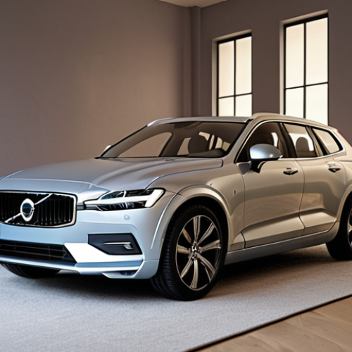 **Pepper's Ghost Illusion in a Modern Apartment:** A sleek, minimalist Stockholm apartment. In the living room, a Pepper's ghost illusion displays a lifelike, shimmering 3D model of a modern Volvo car. Soft, diffused lighting. Focus on the holographic effect and the Scandinavian design.